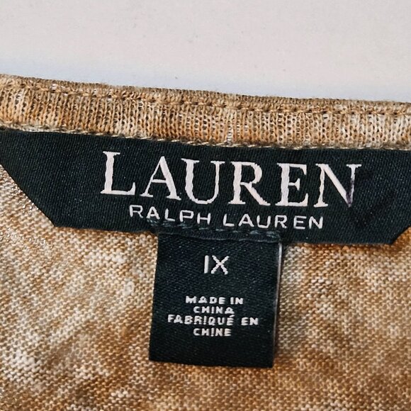 Lauren Ralph Lauren Tan Python Print Linen Knit Top 1X Snake Print - Picture 6 of 9